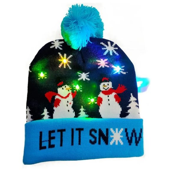 LET IT SNOW Light Up LED Holiday Beanie Hat - Picture 4 of 5